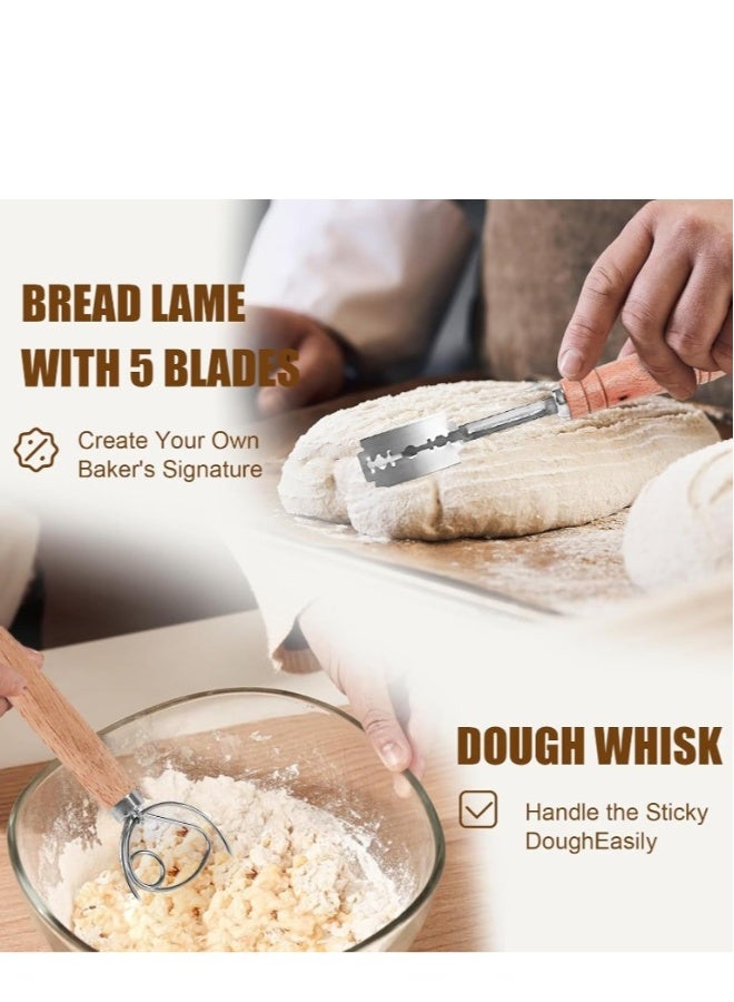 Bread baking kit baking tools 18-piece set, Sourdough Bread Baking Supplies, Proofing Bowls for Sourdough Bread, Sourdough Starter Kit, 10 inch Oval u0026 9 inch Round Basket - Image 4