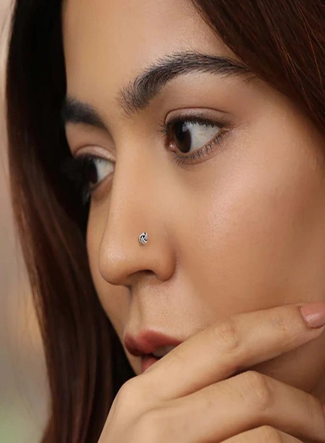 LBV 925 Sterling Silver Nose Pin For Women With Wire | Trendy Antique Oxidised Nose Pin - DC-861 - Image 5
