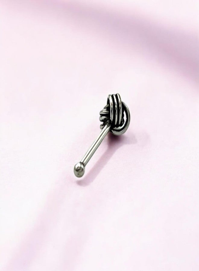 LBV 925 Sterling Silver Nose Pin For Women With Wire | Trendy Antique Oxidised Nose Pin - DC-861 - Image 3