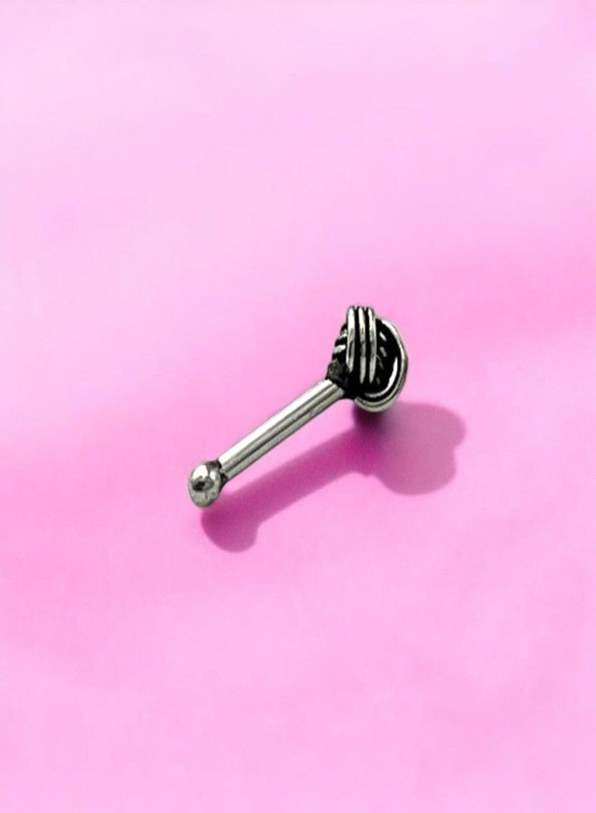 LBV 925 Sterling Silver Nose Pin For Women With Wire | Trendy Antique Oxidised Nose Pin - DC-861 - Image 4