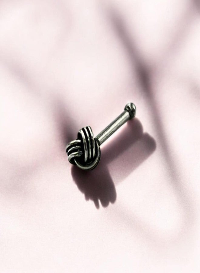 LBV 925 Sterling Silver Nose Pin For Women With Wire | Trendy Antique Oxidised Nose Pin - DC-861 - Image 2