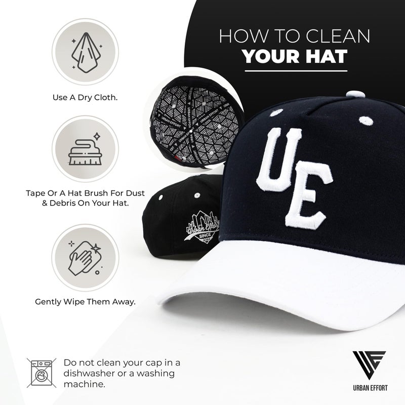 Urban Effort Vintage Trucker hat - for Men Women Baseball Hat - Trendy Sports Snapback Closure for Your Style & Outdoors (Curved Bill, Black/White) - Image 4