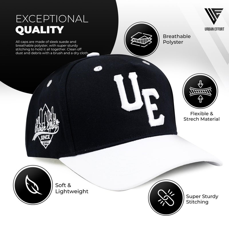 Urban Effort Vintage Trucker hat - for Men Women Baseball Hat - Trendy Sports Snapback Closure for Your Style & Outdoors (Curved Bill, Black/White) - Image 1