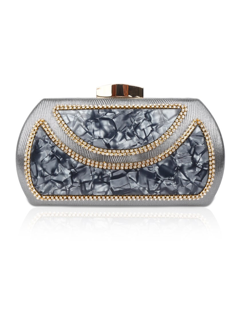 Generic - Women Clutch Marble Purse Evening Bag for Bridal Wedding Party with Chain - Image 1