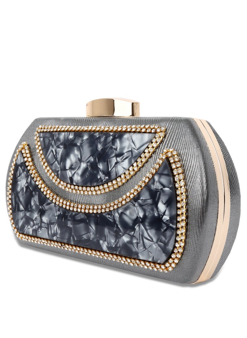 Generic - Women Clutch Marble Purse Evening Bag for Bridal Wedding Party with Chain - Image 1