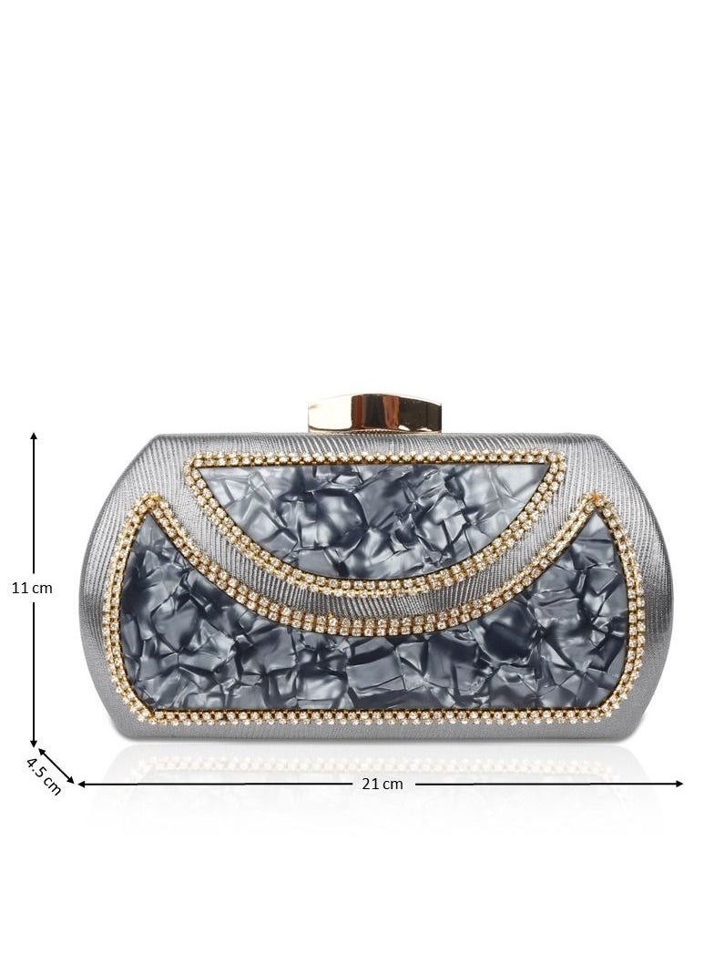Generic - Women Clutch Marble Purse Evening Bag for Bridal Wedding Party with Chain - Image 1