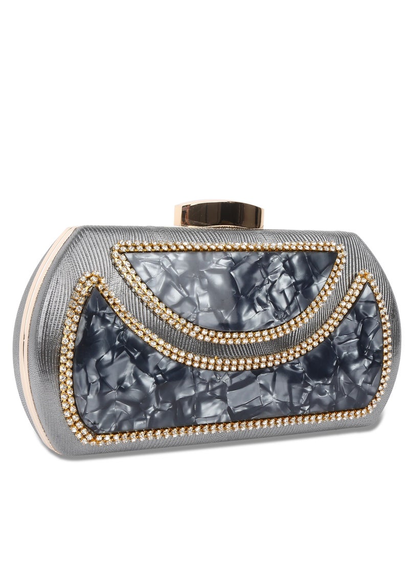 Generic - Women Clutch Marble Purse Evening Bag for Bridal Wedding Party with Chain - Image 1