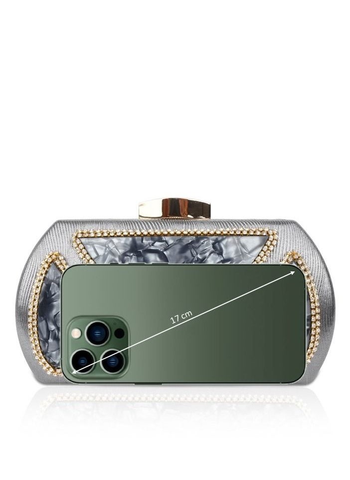 Generic - Women Clutch Marble Purse Evening Bag for Bridal Wedding Party with Chain - Image 1