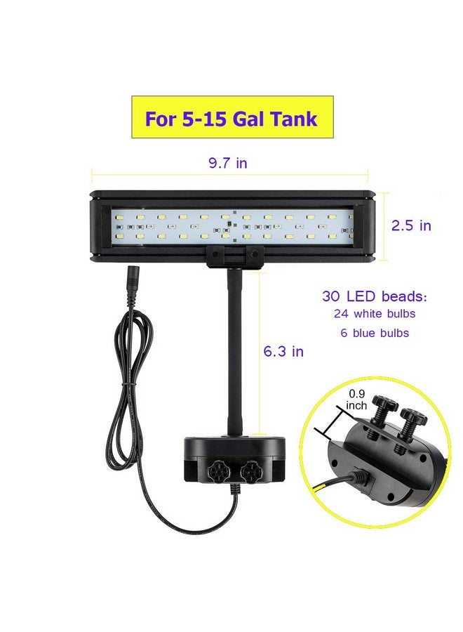 hygger 9.7 Inches Blue White LED Aquarium Light Clip on Small Led Light for Planted Saltwater Freshwater Fish Tank with Gooseneck Clamp 13W - Image 5