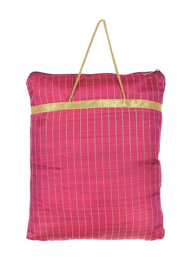 Kuber Industries Polyester Strips Print Hand Bag/Grocery Bag For Women/Girls With Handle Pack of 2 (Light Light Pink) 54KM4045 - Image 5