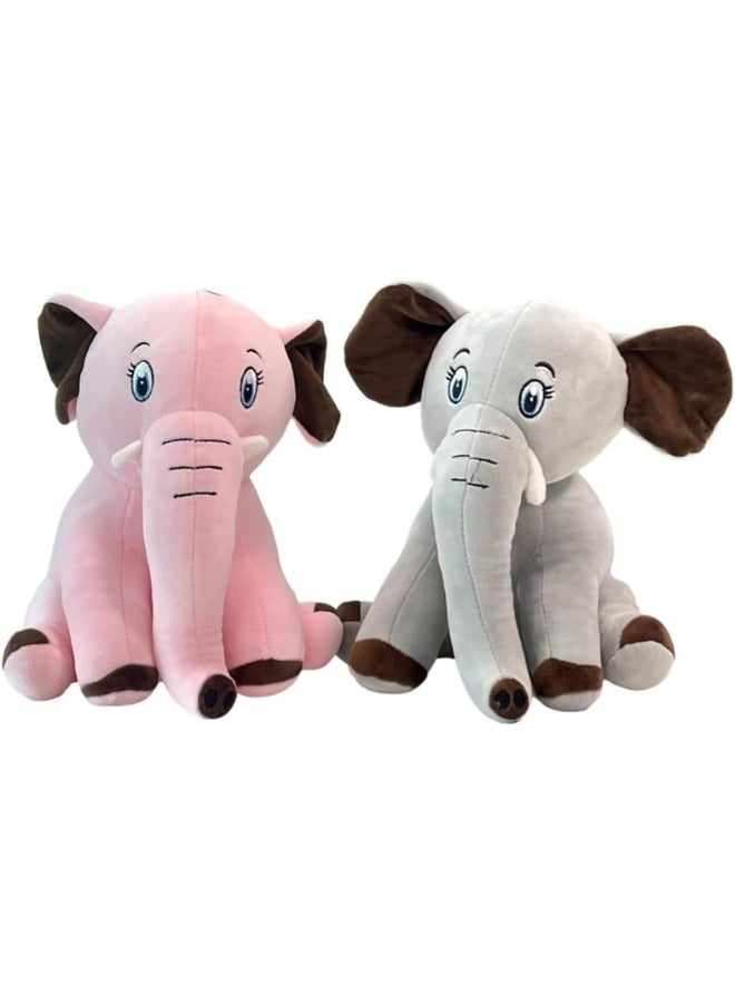 Lukadah Elephant Stuffed Animal Toys Soft Plush Hugging Pillow Cute Long Trunk, Kawaii Toy for Kids Girls, Pillow, Cartoon Sleeping Pillow, Gift For Toddler, Birthday, Baby Shower, Anniversary(Pack of 2)  - Image 1