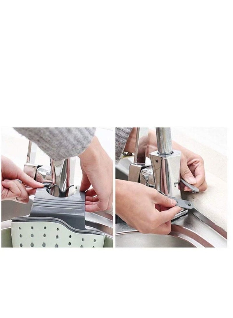PVC Portable Adjustable Snap Kitchen Sink Faucet Storage Basket Drain Racks Sponge Holder - Image 4