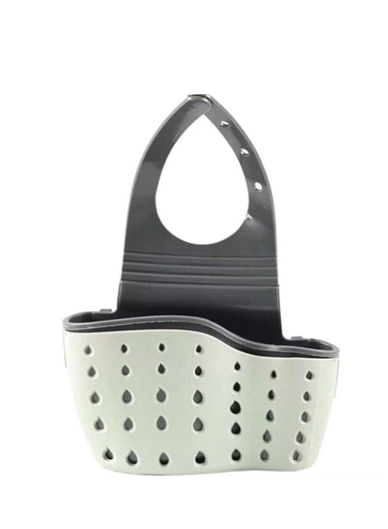 PVC Portable Adjustable Snap Kitchen Sink Faucet Storage Basket Drain Racks Sponge Holder - Image 1