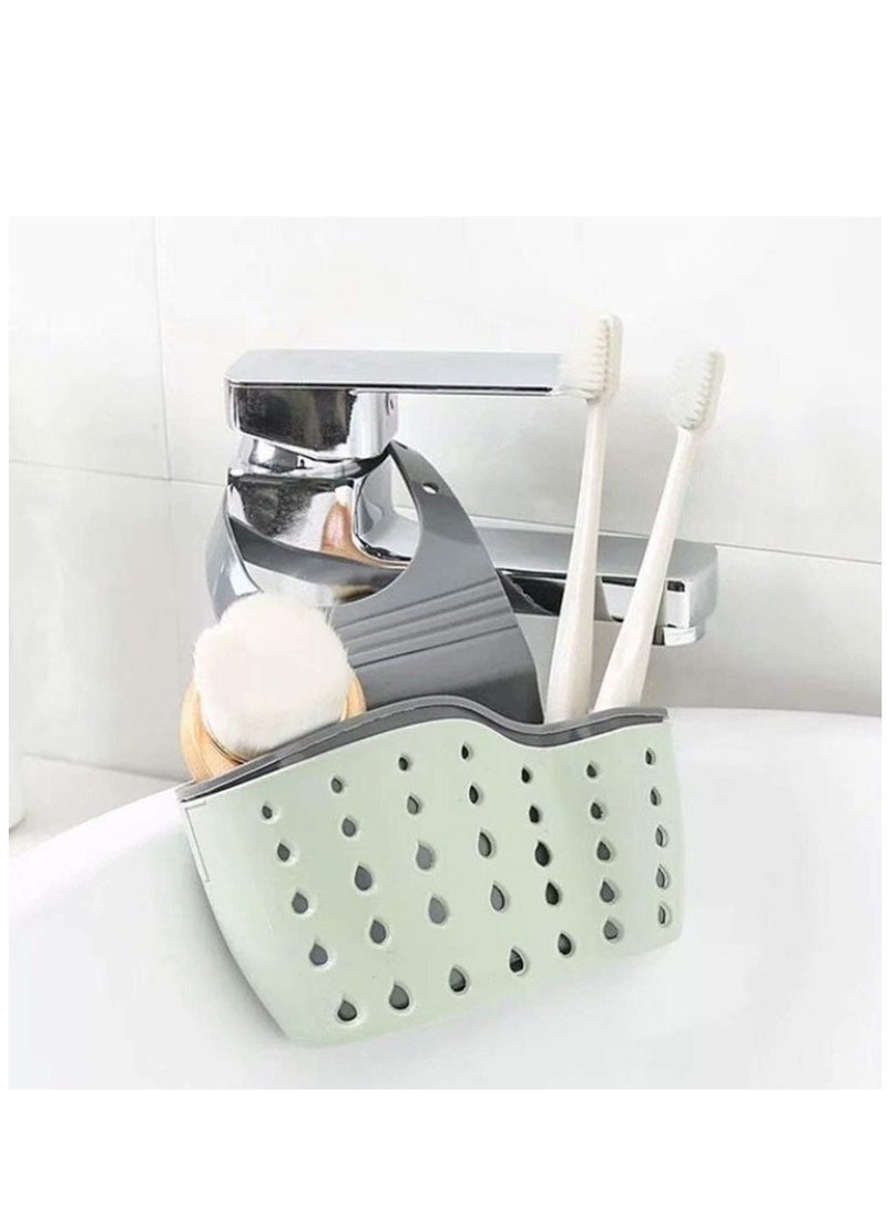PVC Portable Adjustable Snap Kitchen Sink Faucet Storage Basket Drain Racks Sponge Holder - Image 5
