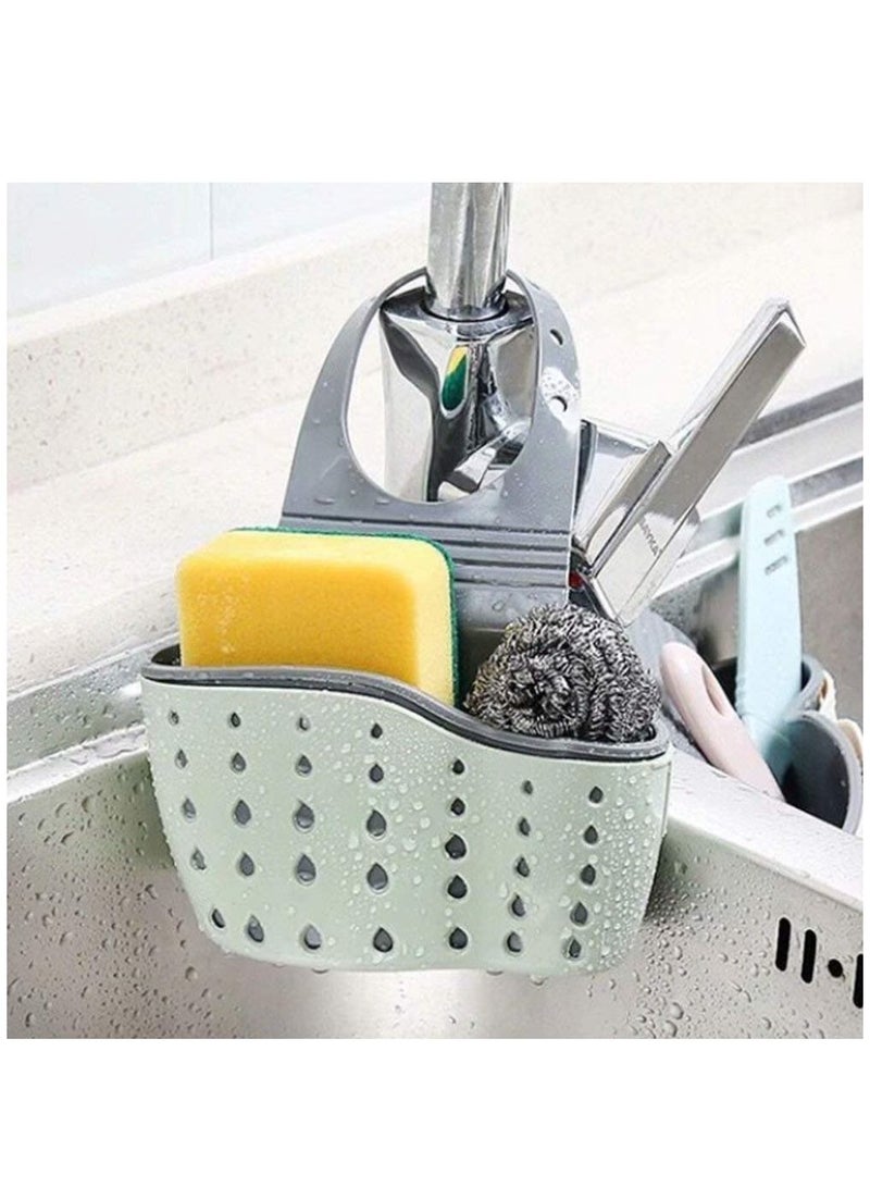 PVC Portable Adjustable Snap Kitchen Sink Faucet Storage Basket Drain Racks Sponge Holder - Image 2