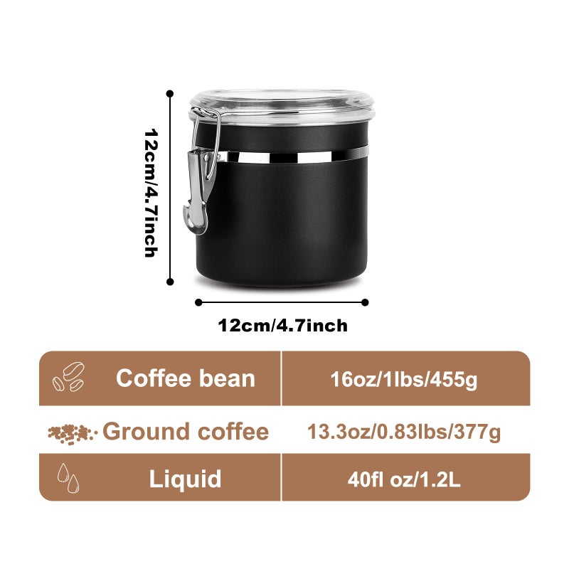 Walktosun Stainless Steel Food Container with Clear Lids Airtight Storage Container Stackable Small Canisters Kitchen Pantry Storage for Cereal, Snacks, Candy, Herbs, Spices, Sugar, Tea (Black) - Image 2