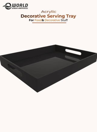 Black Food Serving Tray with Handles for Coffee, Tea and Snacks, Decoration for Dining Table and Bath Vanity Storage - pzsku/Z8BE863B529F066B952DFZ/45/1746705572/39746011-c405-4134-bce6-bc41e679e99f