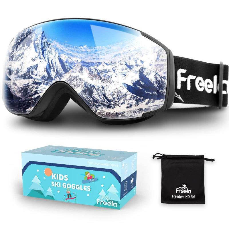 Freela Ski Goggles Snowboard Snow Skiing Snowboarding Equipment Winter Snow Sport Glasses Goggles Anti-fog UV Protection Mirror Clear Goggles for Toddler Kids Girl Boy Youth Snowmobile Snowboard Gear - Image 1