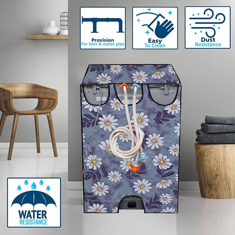 Wings Star Polyester Lg Top Load Washing Machine Cover For 6Kg,6.2Kg,6.5Kg,7Kg (58 X 58 X 88 Cm)|Waterproof&Dust-Proof Top Loading Fully Automatic Washing Machine Cover For Lg,Kum10 Floral Pattern - Image 2