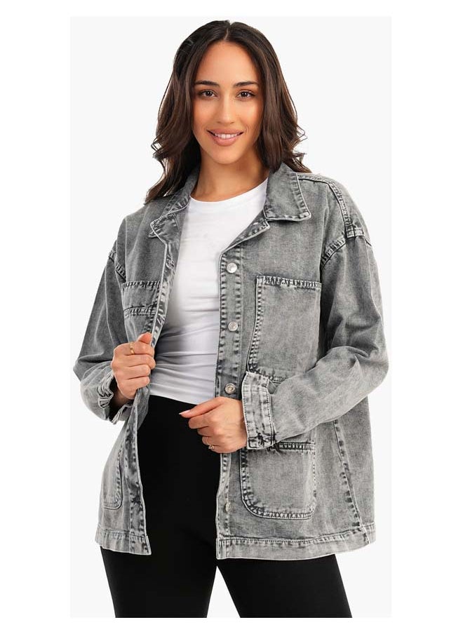 Carina - Denim Shirt With 4 Patched Pockets - Image 1