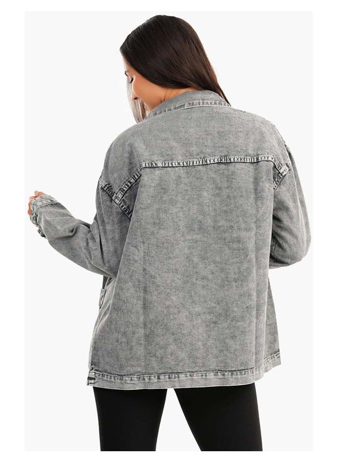 Carina - Denim Shirt With 4 Patched Pockets - Image 1