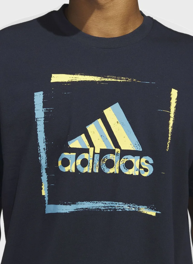 Adidas Two-Tone Stencil Short Sleeve Graphic T-Shirt