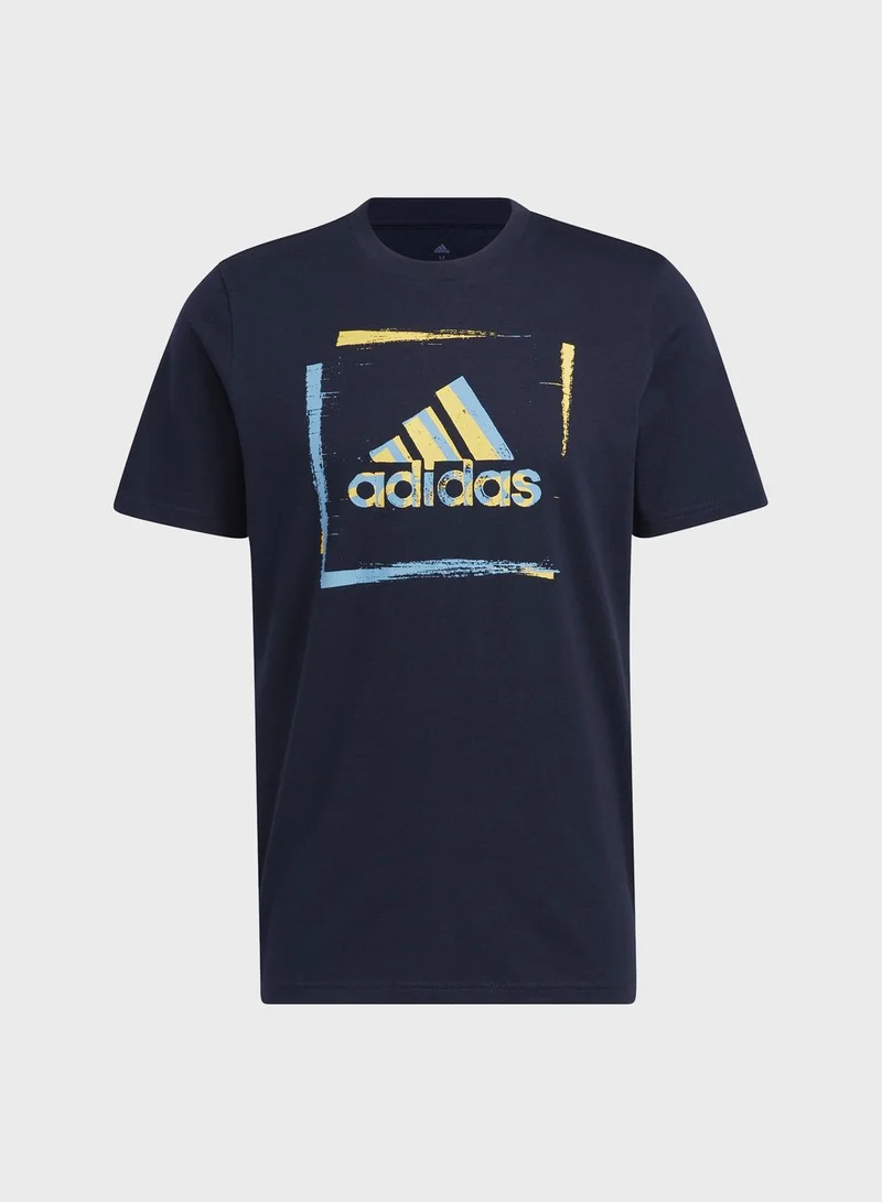 Adidas Two-Tone Stencil Short Sleeve Graphic T-Shirt
