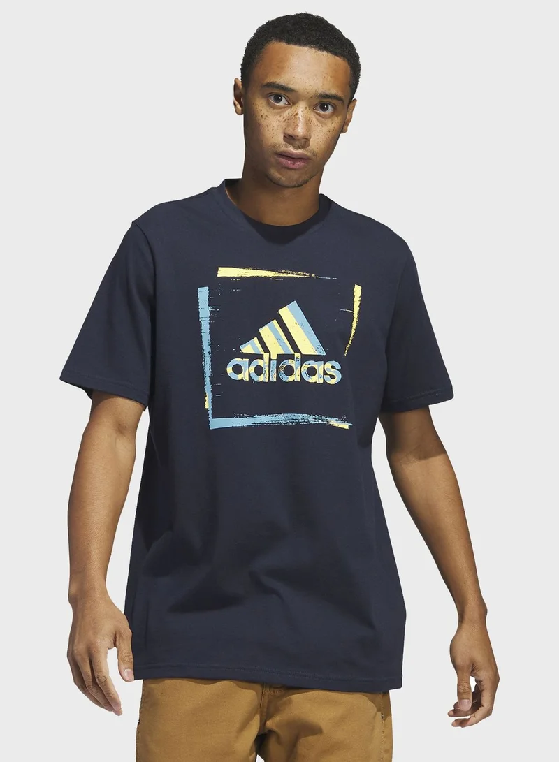 Adidas Two-Tone Stencil Short Sleeve Graphic T-Shirt