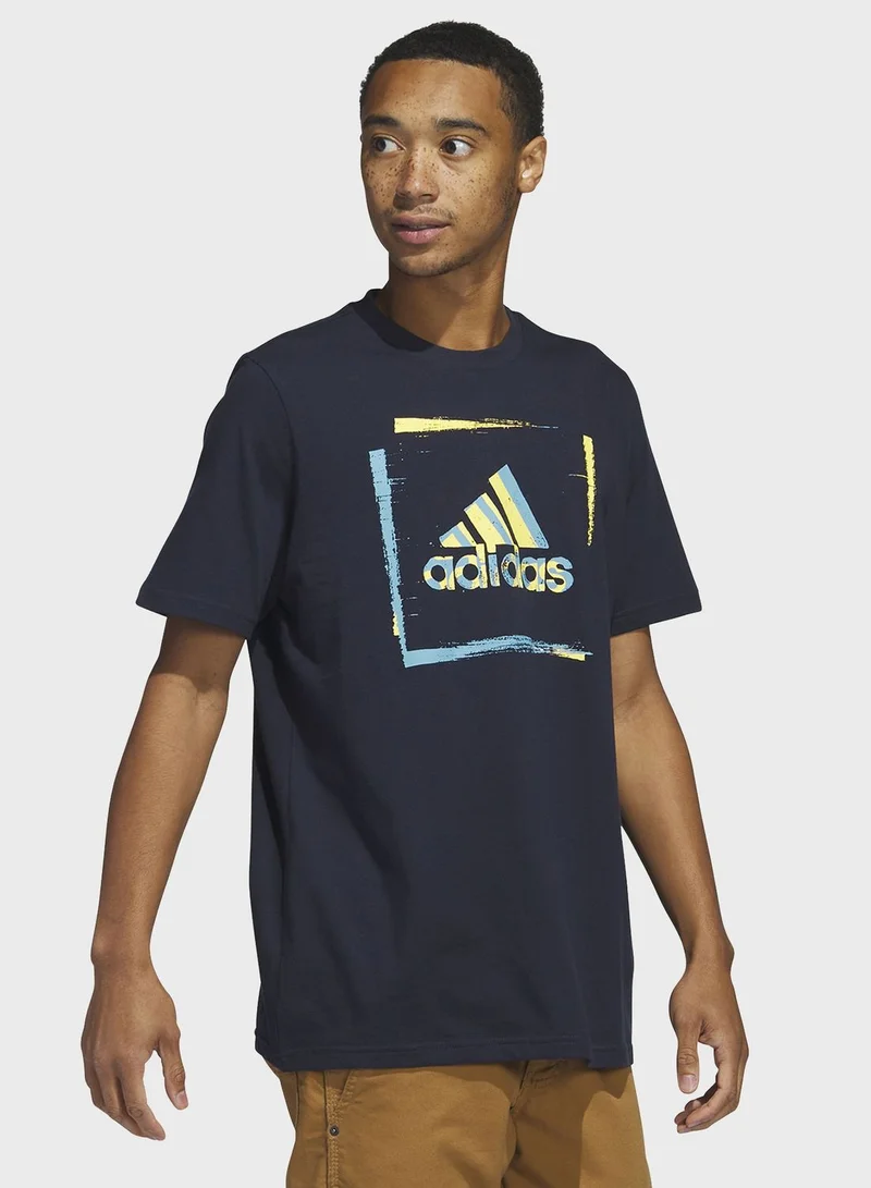 Adidas Two-Tone Stencil Short Sleeve Graphic T-Shirt