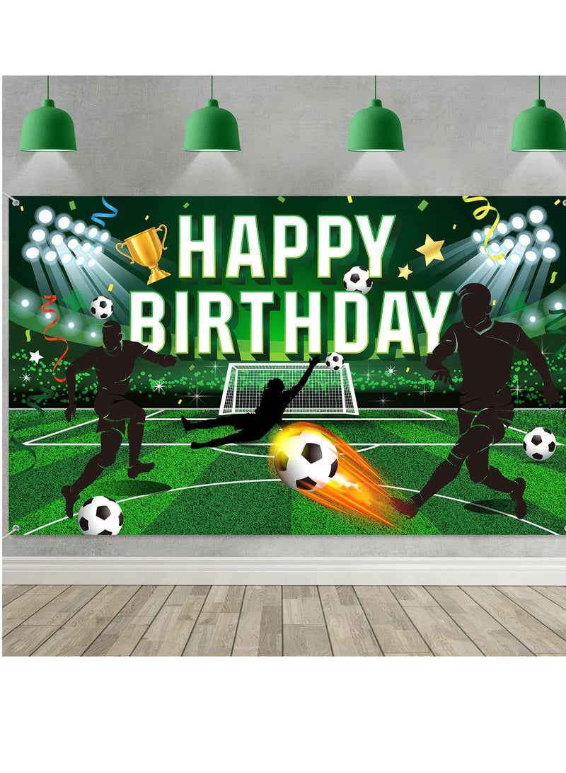 Excefore Soccer Birthday Party Decoration 5.9 x 3.6 Feet Football Field Backdrop Soccer Birthday Banner Background Sports Theme Photo Booth Props for Girls Boys Kids Soccer Birthday Party Supplies - Image 1