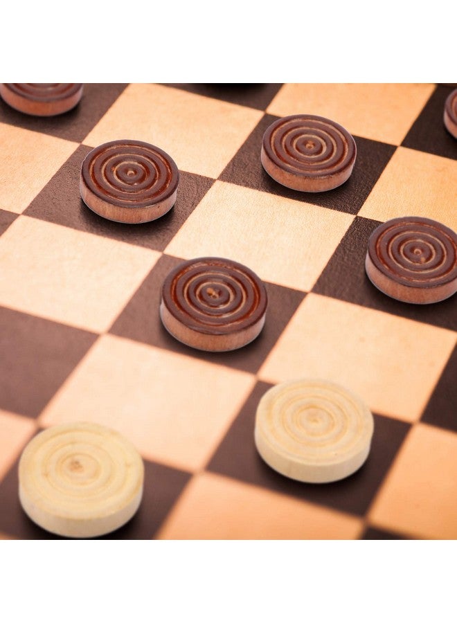 Gejoy 48 Pieces Wooden Checkers 1.06 Inch Wooden Checkers Pieces with Stackable Ridge in Drawstring Storage Pouch Red Black Dark Brown Wood Color (Dark Brown, Natural Color)  - Image 5