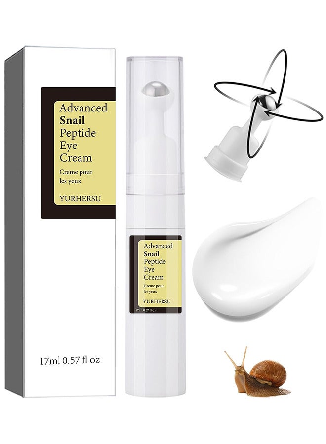YURHERSU Advanced Snail Peptide Eye Cream, For Dark Circles, Puffiness And Wrinkle, Niacinamide And Snail Mucin Eye Cream, Moisturizing, Hydrating, Firming, 360° Massage Ball, 17ML - Image 1