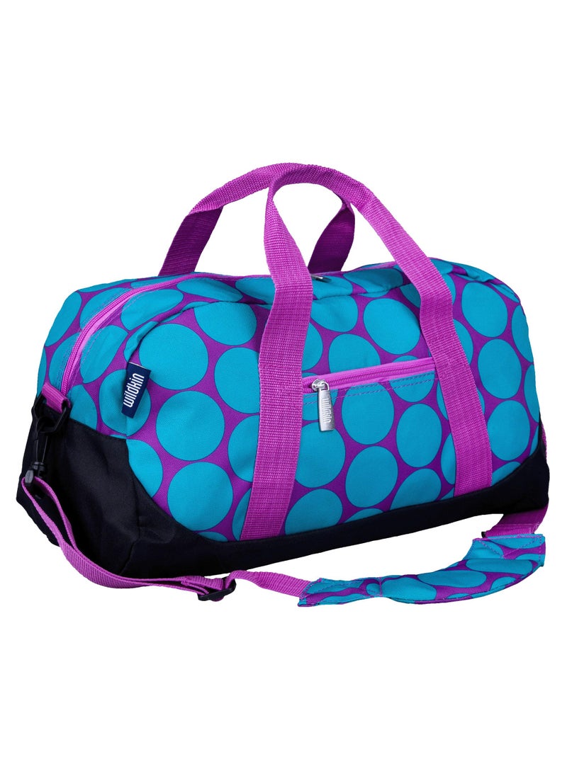 Wildkin Wildkin Kids Overnighter Duffel Bag  CarryOn Size Ideal for School  Sleepovers  Big Dot Aqua 