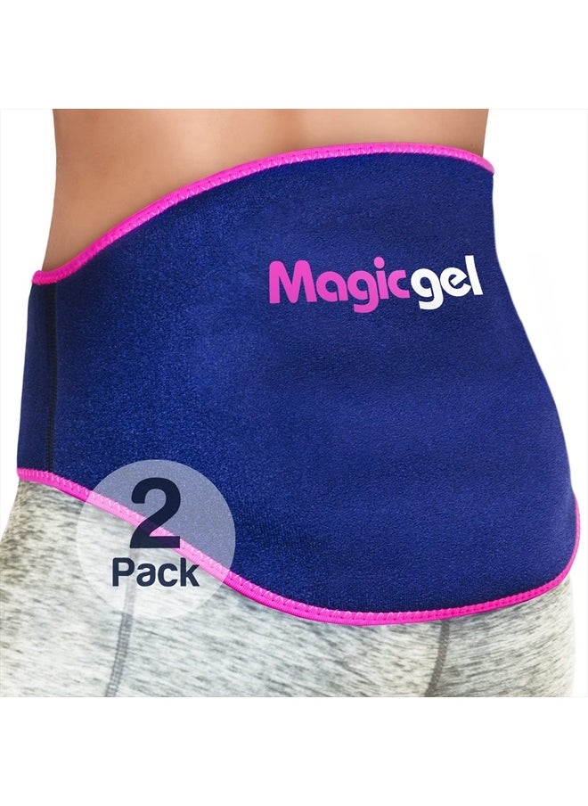 Magic Gel Ice Pack for Back Pain Relief | 2 Pack Lower Back Wrap for Hot or Cold Therapy | Relief for Lower Lumbar, Sciatic Nerve, Herniated or Degenerative Disc, Coccyx, Tailbone Pain  - Image 1
