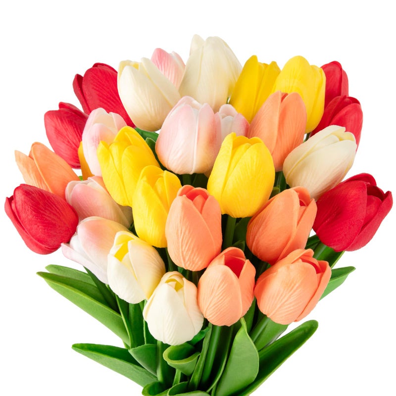 MACTING 30pcs Artificial Tulip Flowers  Real Touch Summer Flowers  Fake Tulips for Bouquet Arrangements Table Centerpiece Home Indoor Outdoor Decorations - Image 1