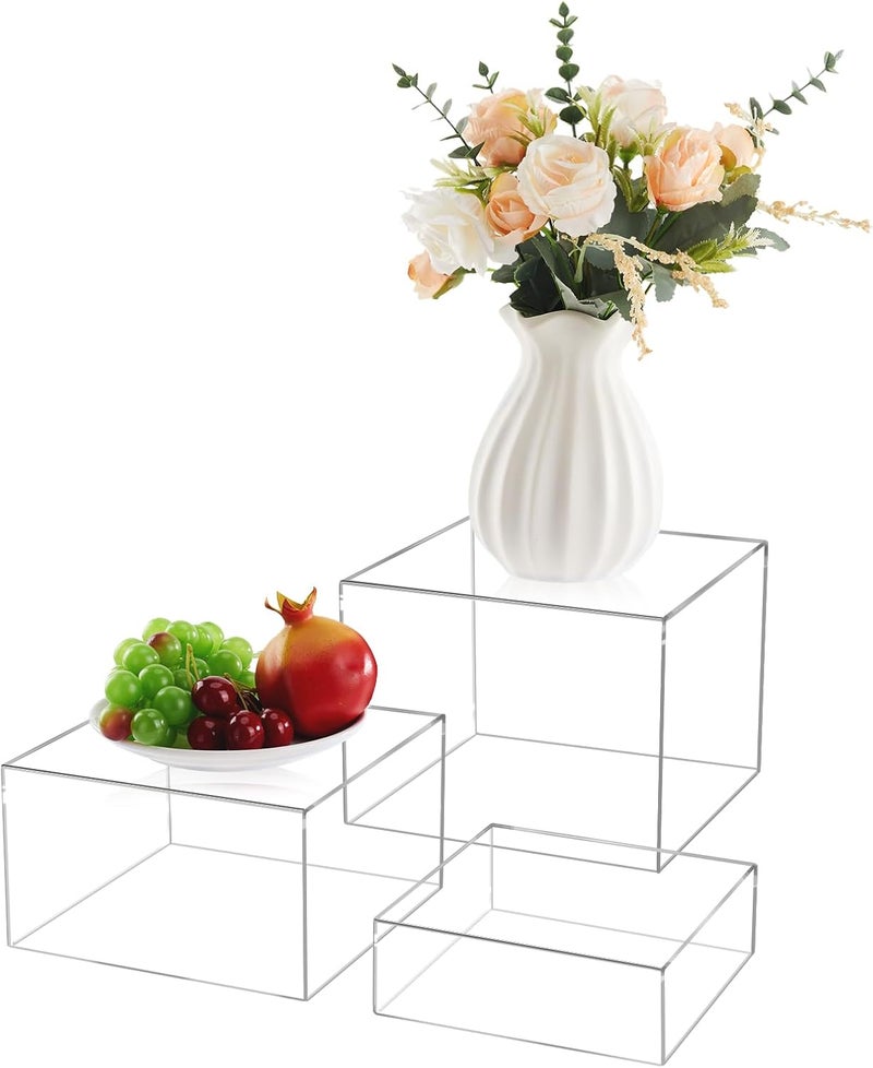 TPGP Jolboldy 3Pcs Clear Acrylic Risers Display Stand for Buffet and Decorative Use - Image 1