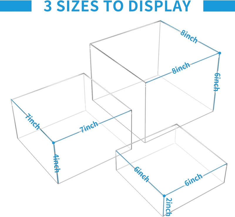 TPGP Jolboldy 3Pcs Clear Acrylic Risers Display Stand for Buffet and Decorative Use - Image 3