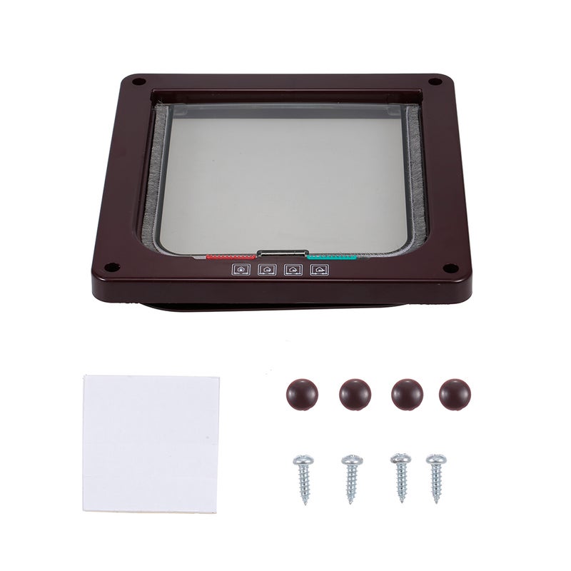 Cat Door Pet Entry Safe Ferromagnetic Pet Flap Door 4 Ways Locking Automatically Close for Kitty Small Dogs - Image 1