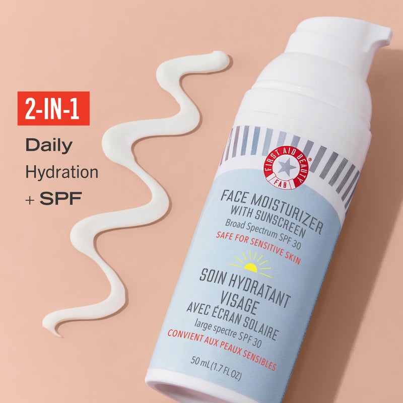 First Aid Beauty Ultra Repair Face Moisturizer with Sunscreen, SPF 30 â€“ 2-in-1 Sun Protection + Daily Hydration â€“ 1.7 oz - Image 2