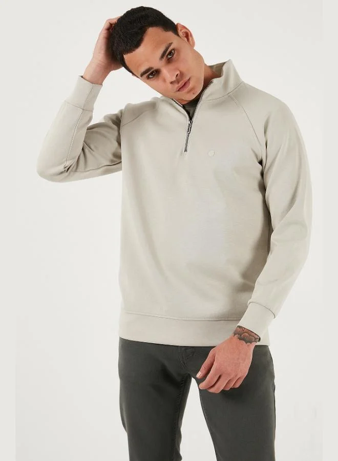 Buratti  Buratti Cotton Relaxed Fit Half Zipper Stand Collar Sweat Men's SWEAT 5901232 for Men | Best Price UAE