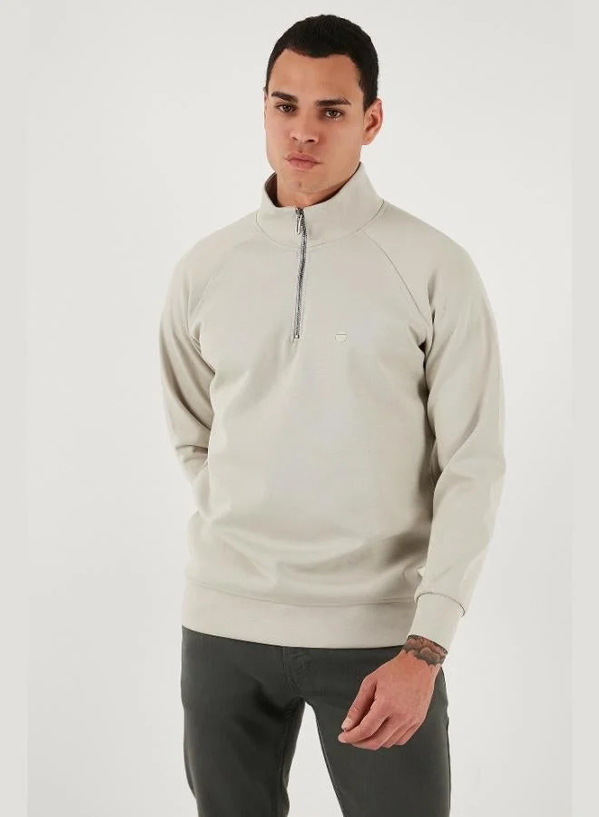 Buratti  Buratti Cotton Relaxed Fit Half Zipper Stand Collar Sweat Men's SWEAT 5901232 for Men | Best Price UAE