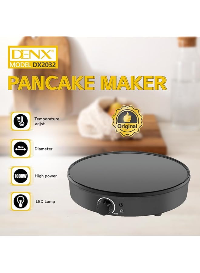 دينكس ماكينة صنع الكريب الكهربائية 30 سم 1000 وات مع مؤشر LED للتحكم في درجة الحرارة Dx2032 - Image 5