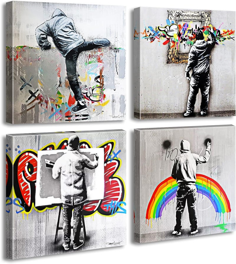 DJSYLIFE Banksy Street Graffiti Art Canvas Prints - Image 1