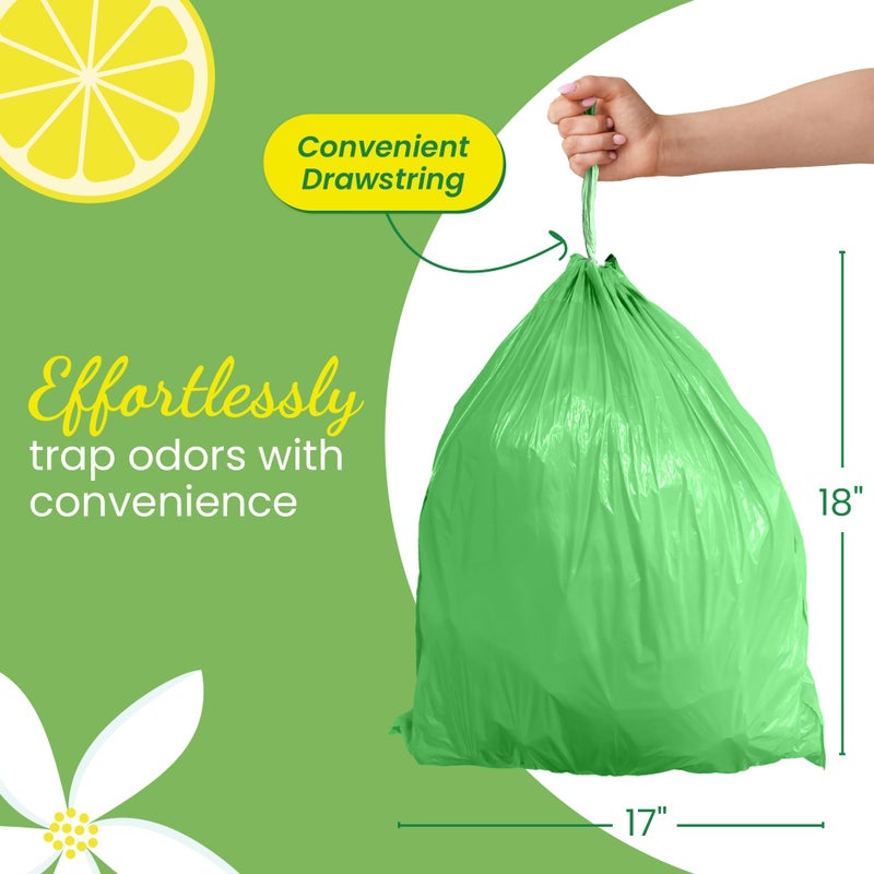 Reli. 4 Gallon Trash Bags Drawstring (50 Count) | Citrus Scented Small Trash Bags | Garbage Liners for Bathroom Can | 2 Gal - 3 Gallon - 4 Gal Small Can Liners (Green) - Image 4