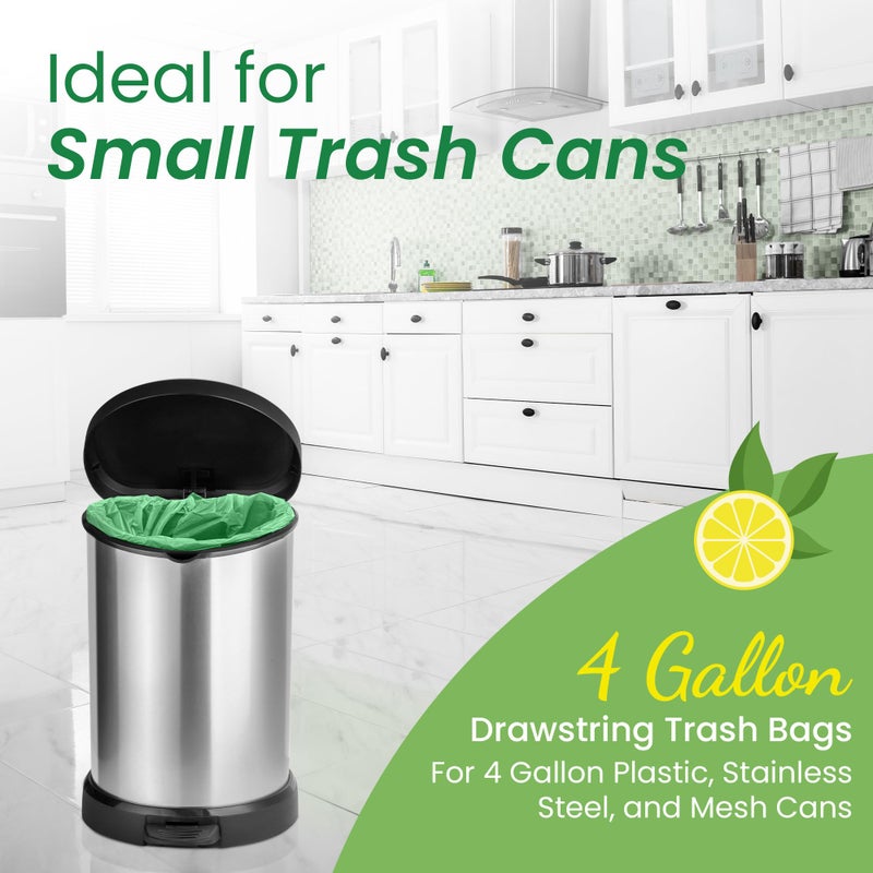 Reli. 4 Gallon Trash Bags Drawstring (50 Count) | Citrus Scented Small Trash Bags | Garbage Liners for Bathroom Can | 2 Gal - 3 Gallon - 4 Gal Small Can Liners (Green) - Image 3