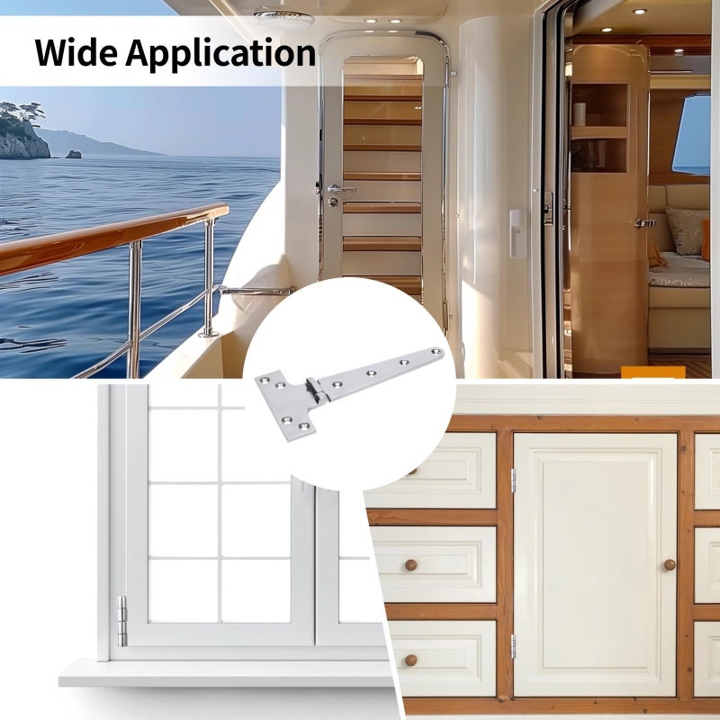 T Marine Grade Two Pack Door Hinges 8 Inch Stainless Steel - Image 5