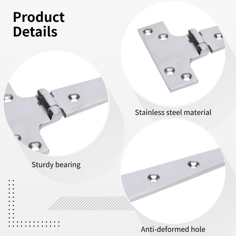 T Marine Grade Two Pack Door Hinges 8 Inch Stainless Steel - Image 4