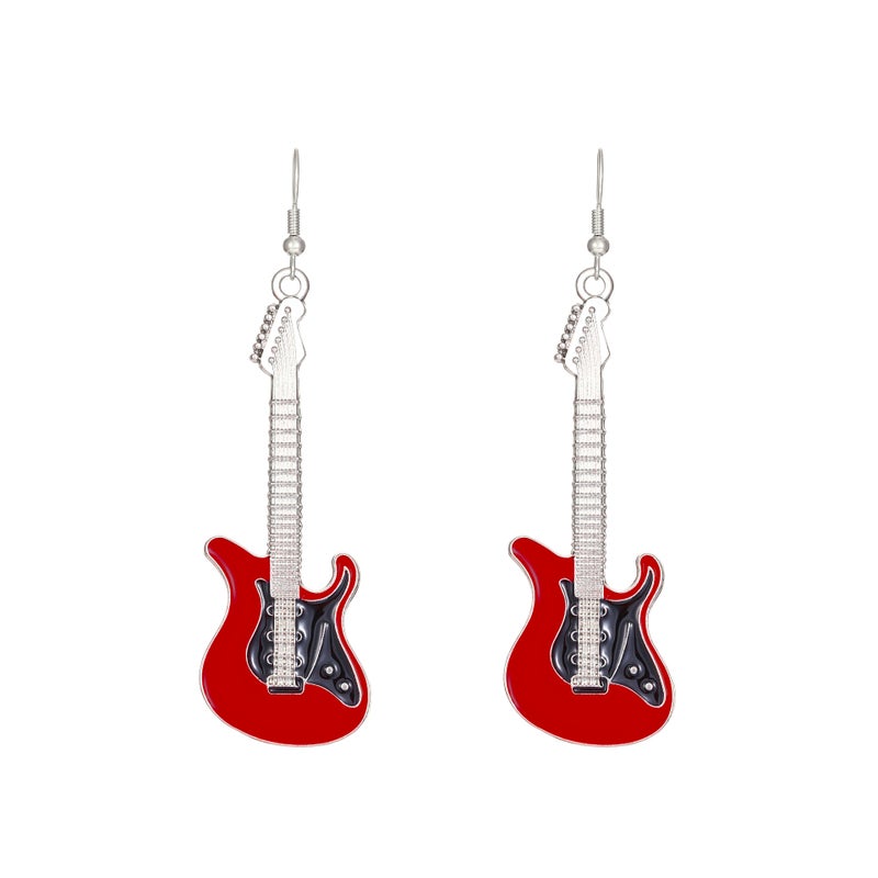 ofeankri Cross-Border Fun Retro Punk Electric Guitar Earrings Alloy Hip-Hop Spliced Ear Accessories for Women - Image 5