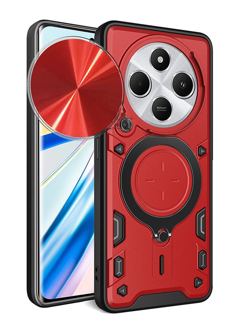 Generic Case for Xiaomi Redmi 14C 4G / Poco C75 with Sliding Camera Cover, Kickstand, PC+TPU Dual-Layer,Red  - Image 1