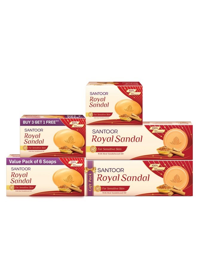 Royal Sandal Bathing Soap For Sensitive Skin| 100% Sandalwood Oil & Powder, Chamomile Oil, & Creamy Moisturizers| Soothes Skin, Gives Healthy Glow & Leaves Long Lasting Fragrance|150G, Pack Of 3 - pzsku/Z8BE8DA0CD021F46DE71EZ/45/_/1733730223/1c650d7b-7678-4ad5-953a-bebc8df870e9